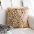 thumbnail image 3 of NAMZI Pack of 2 Decorative Faux Fur Throw Pillow Covers New Luxury Series Style Fluffy Pillow Case Cushion Cover for Sofa Bedroom Car Brown 18 x 18 Inch, 3 of 5