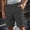 #0303-Dark Gray, variant on Elastic Waist Multi Pocket Mens Cargo Shorts Solid Roll Cuff Loose Fit Work Bottoms Various Shades For Daily Travel Casual Matching Outfits Dark Gray M Gift