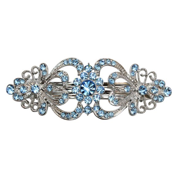 Faship Gorgeous Aqua Crystal Hearts y pasador de pelo floral