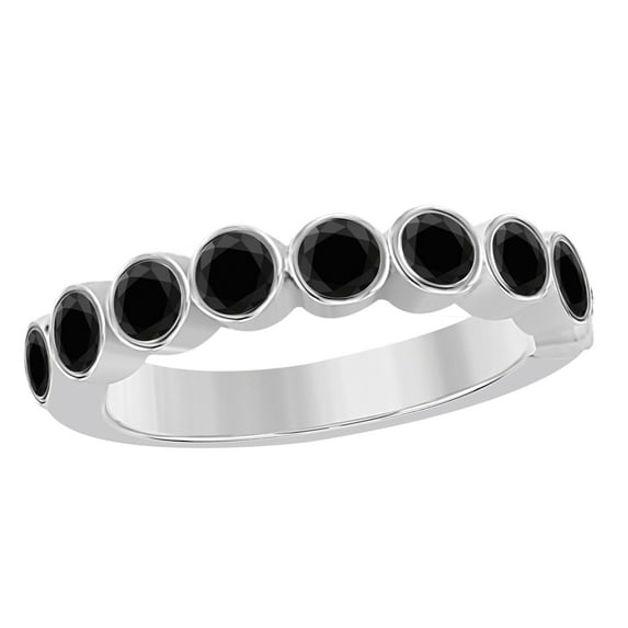 AoneJewelry Black Diamond Engagement Wedding Bezel Set Band In 10K Solid Rose, White & Yellow Gold