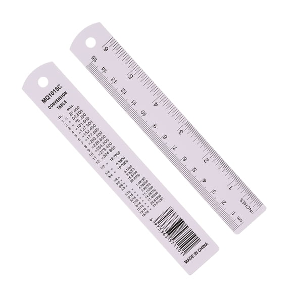 Uxcell 15cm/6" Metal Ruler, 2 Pack Aluminum Alloy Rulers with Centimeters, Millimeters, Inches and Conversion Table Straight Edge Ruler for Writing Machinist Drafting, Purple