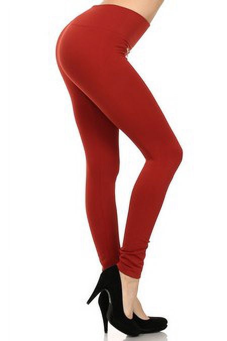 Women's Fashionable Fleece Leggings in Solid Color with 2 Gold zippers & seams on Front, Copper