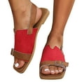 thumbnail image 4 of Summer New Plus-size One-line Buckle Matching Color To Wear Beach Sandals Summer Sandals for Women Red 37, 4 of 8