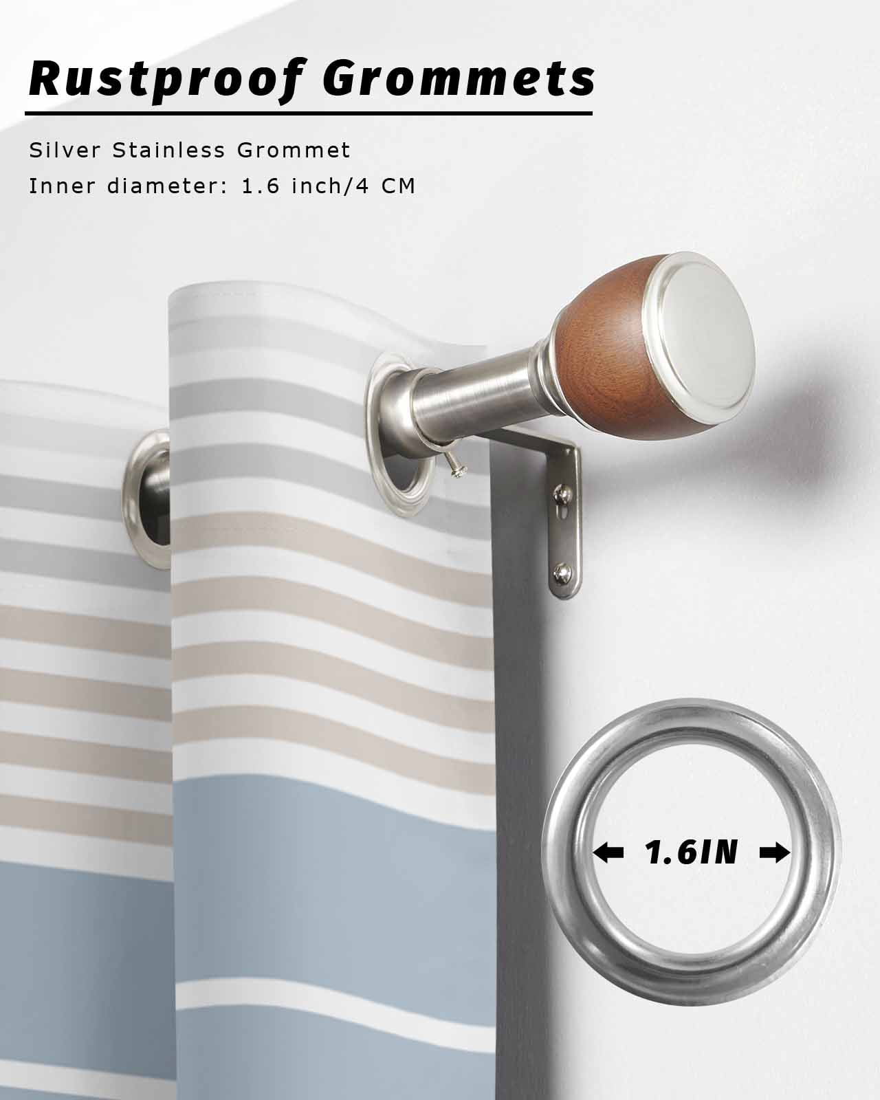 Grey Blue Stripes Outdoor Curtains for Patio, Country Modern Gradient Lines Art Privacy Drapes Grommet Waterproof Outside Curtains for Porch/Cabana/Balcony 54"x 95", 2 Panel