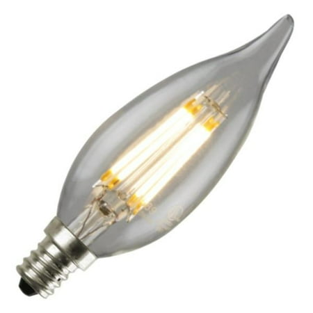12/ Pack Luminance 90553 - 3.5 watt 120 volt CA10 Candelabra Screw Base Nostalgic Decor Clear Dimmable Flame Tip LED Filament (LED CA10 E12 base 3.5W FLAME TIP FILAMENT DIMMABLE CLEAR L7589-2)