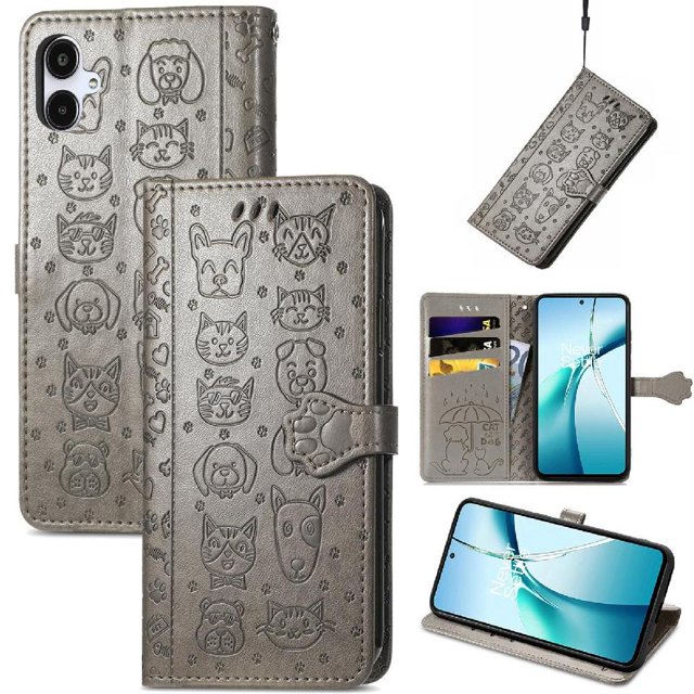 Funda Cartera FOXDOCK para Samsung Galaxy A07 , Flip PU con Relieve de Gatos y Perros, Tarjetero y Soporte