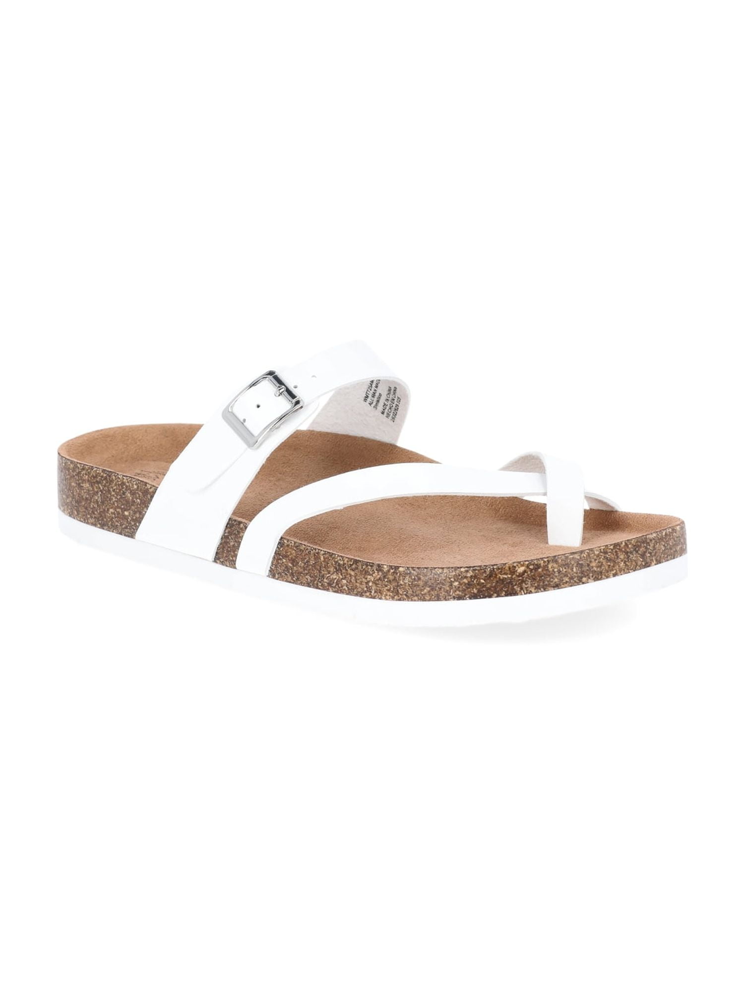 Time and Tru Women's Asymmetric Strap Footbed Sandals, Wide Width Available