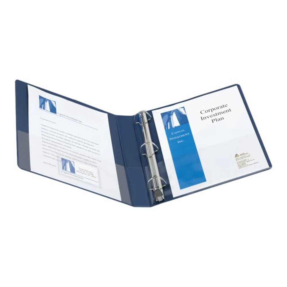avery framed presentation locking view binder, 1in capacity, navy blue