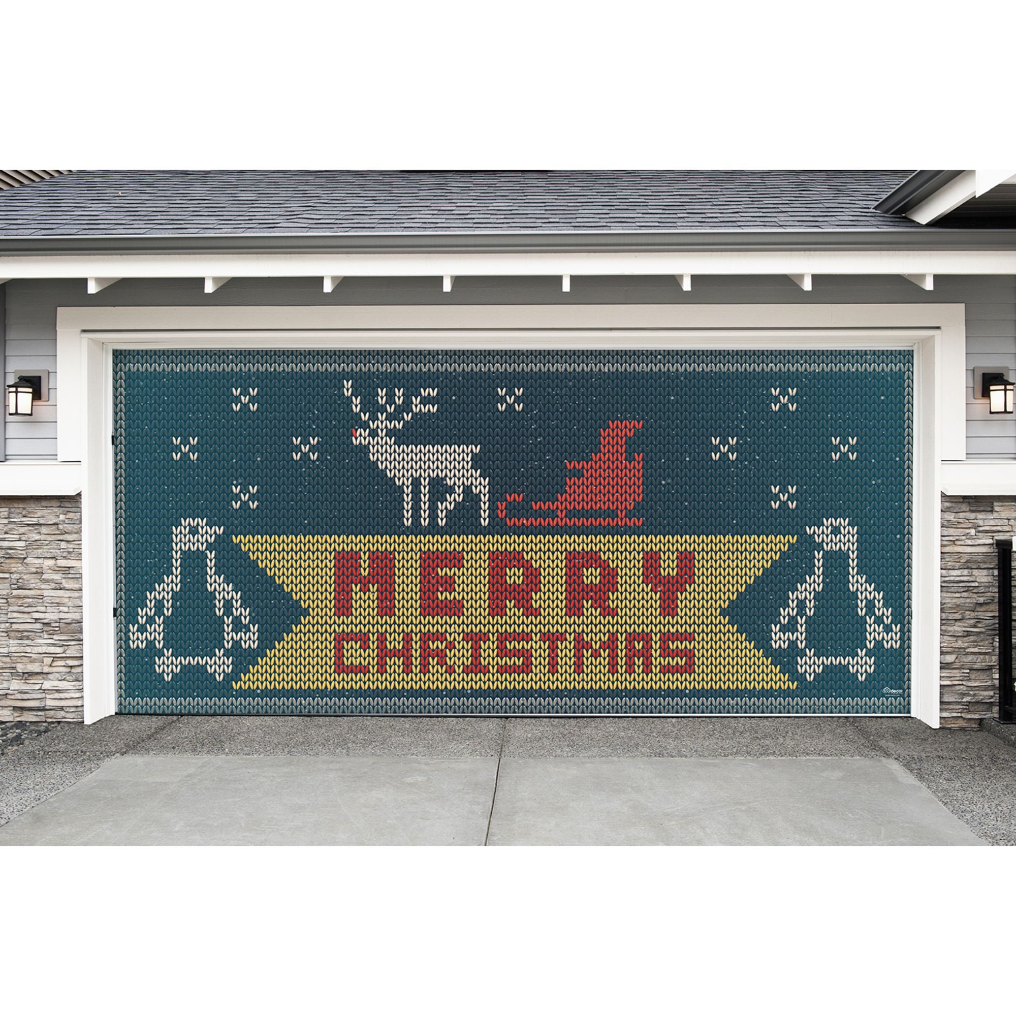 7' x 16' Yellow and Red "Merry Christmas " Outdoor Double Car Garage