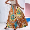 thumbnail image 4 of Women's Boho Skirt Waisted Drawstring Pleated A Line Skirts Flowy Vacation Beach Long Skirts, 4 of 5