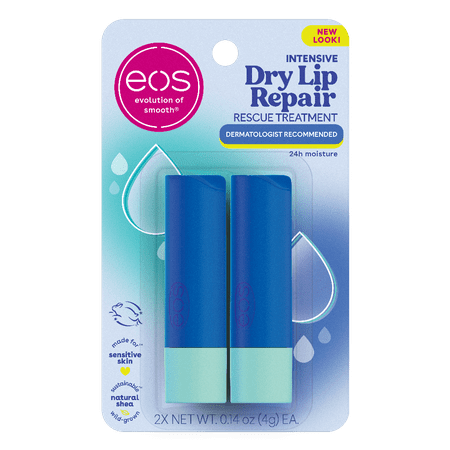 Eos Extra Dry Lip Treatment & Repair- Strawberry Scent, 0.14oz, 2 Per Pack