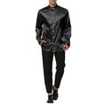 thumbnail image 2 of Lars Amadeus Men's Satin Band Collar Long Sleeve Slim Fit Solid Dress Shirts, 2 of 6