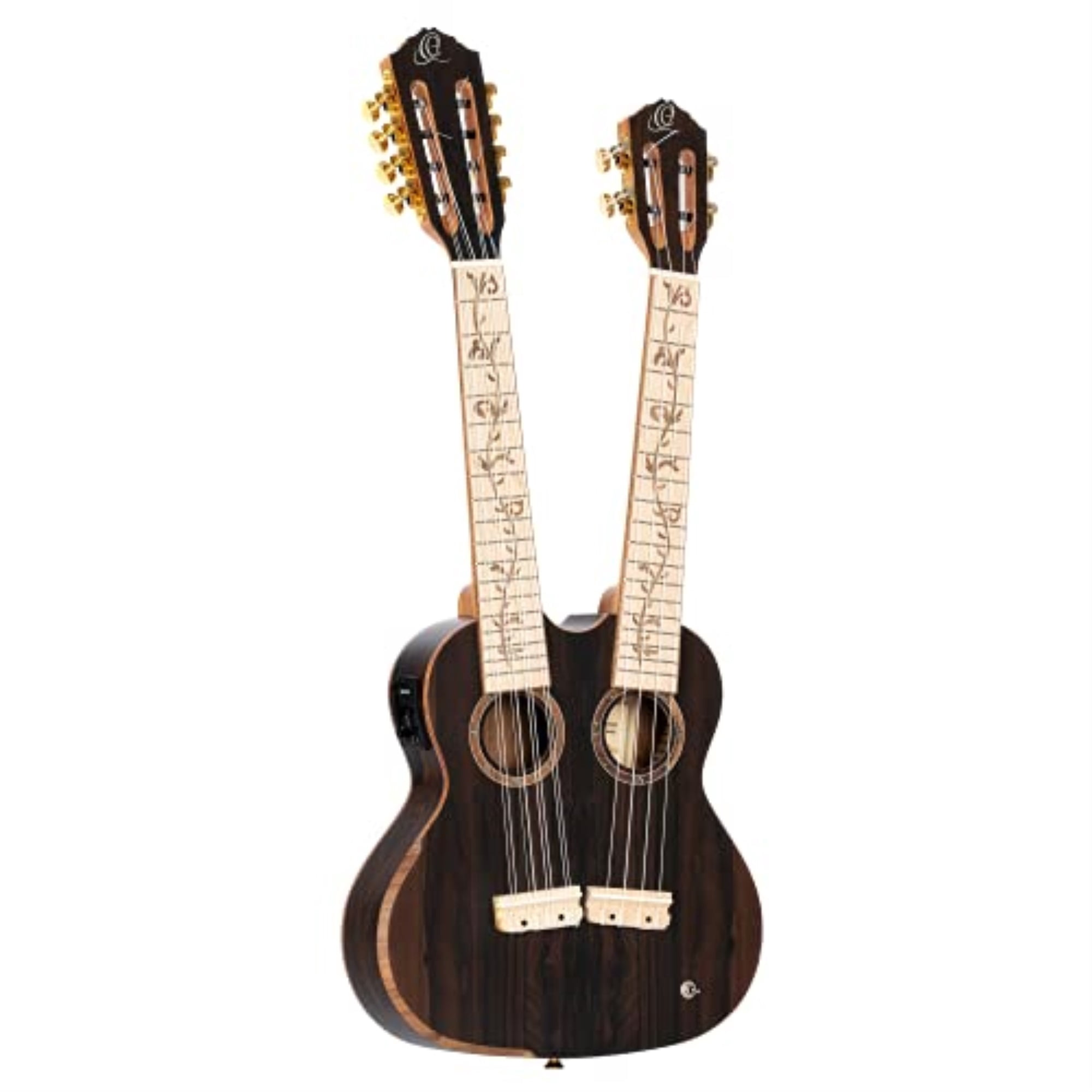 Custom Built Series Double Neck 4 & 8 String Tenor Acoustic-Electric Ukulele with Bag
