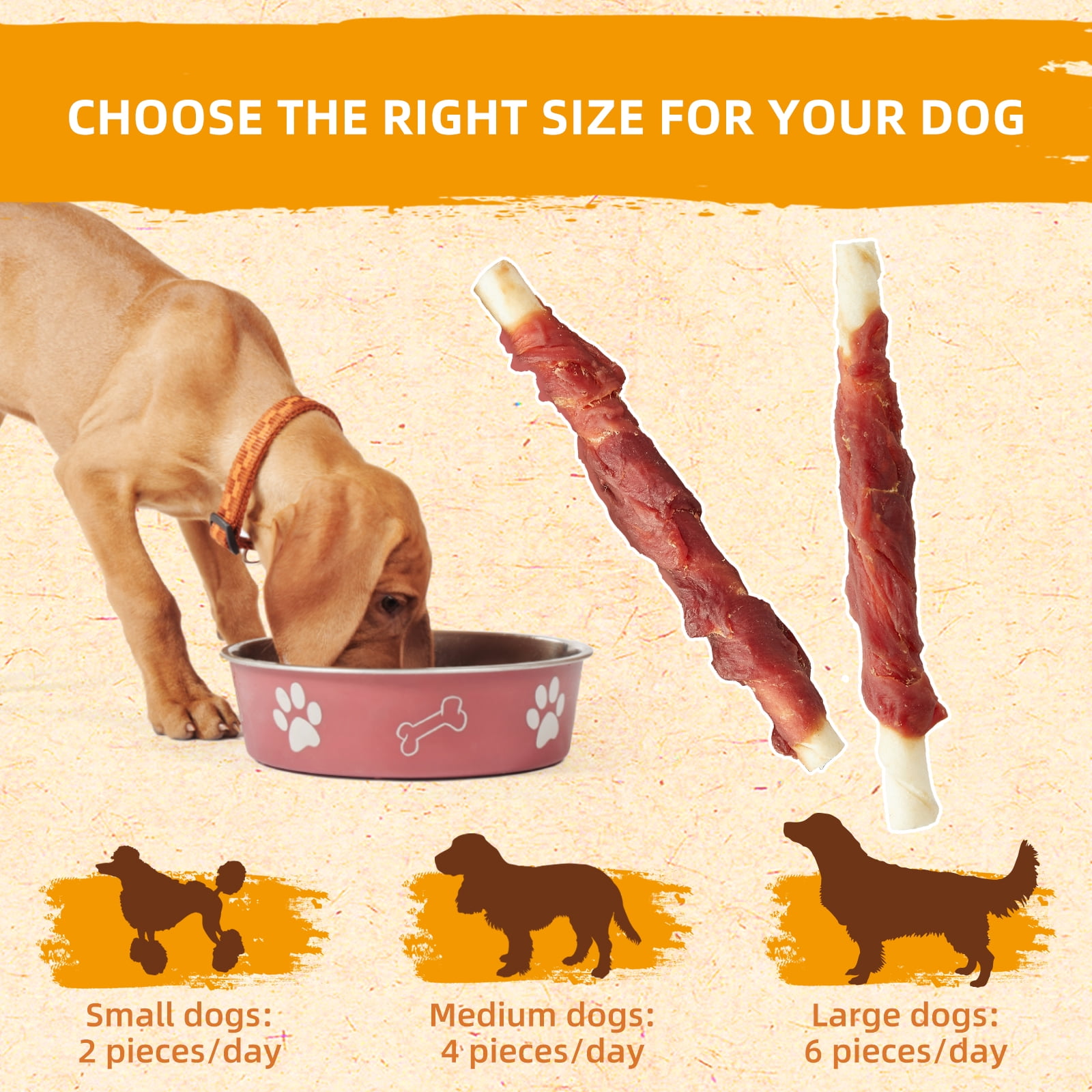 (3 pack) Jungle Calling Dog Treats Duck Wrapped Rawhide Sticks Grain-Free Natural Chewy Treats Puppy Snacks