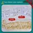 thumbnail image 4 of Cadena de luces navideñas con cintas, adornos navideños, accesorios para árboles de Navidad, colgante decorativo, cinta dorada de doble capa, 4 of 6