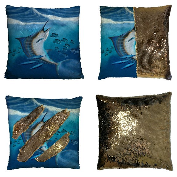 ECZJNT Marlin Fish Small fish scatter Pillow Case Home Decor Cushion Cover 16x16 Inch