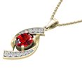 thumbnail image 2 of Dazzlingrock Collection 8X6mm Oval Garnet & Round White Diamond Flame Pendant for Women with 18 Inch Gold Chain (0.30 ctw, Color I-J, Clarity I2-I3) in 10K Yellow Gold, 2 of 5