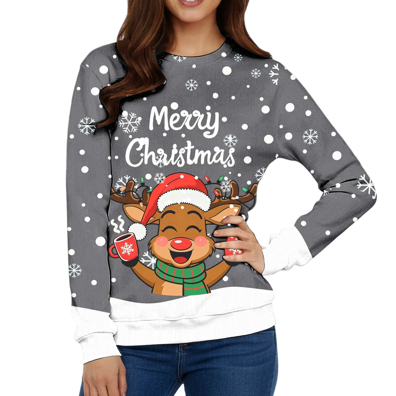 Christmas Sweater Men Sweaters Funny Sweatshirt Knit Plus Size Big and Tall Holiday Vacation Elf Adult Sweatshirts