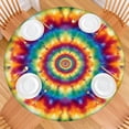 thumbnail image 2 of Colorful Tie Dye Dot Mandala Pattern Round Fitted Tablecloth with Elastic Edge,Dining Table Cover Waterproof,Outdoor Round Tablecloth for Camping,Dining,Indoor and Outdoor, 2 of 7
