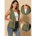thumbnail image 2 of DARING DIVA Women's Cotton Linen V Neck Button Down Jacket Vest XL Army Green, 2 of 5