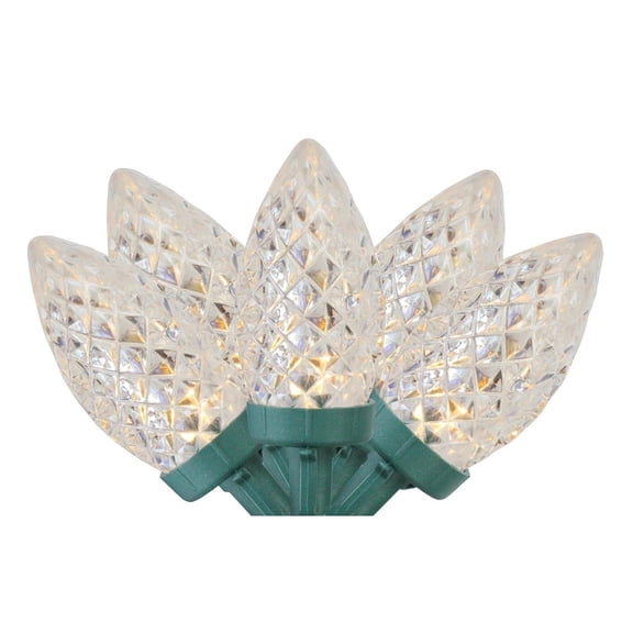 Set of 100 White Faceted LED C7 Christmas Lights
