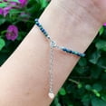 thumbnail image 3 of Azurite Malachite 2-2.5mm Round Shape Faceted Cut Beads 7 inch adjustable Silver Plated Clasp Bracelet for men, women, unisex. Link Chain Stacking Bracelet.|LINK_00914, 3 of 5