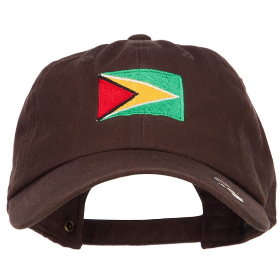Guyana Flag Embroidered Unstructured Cap - Brown OSFM