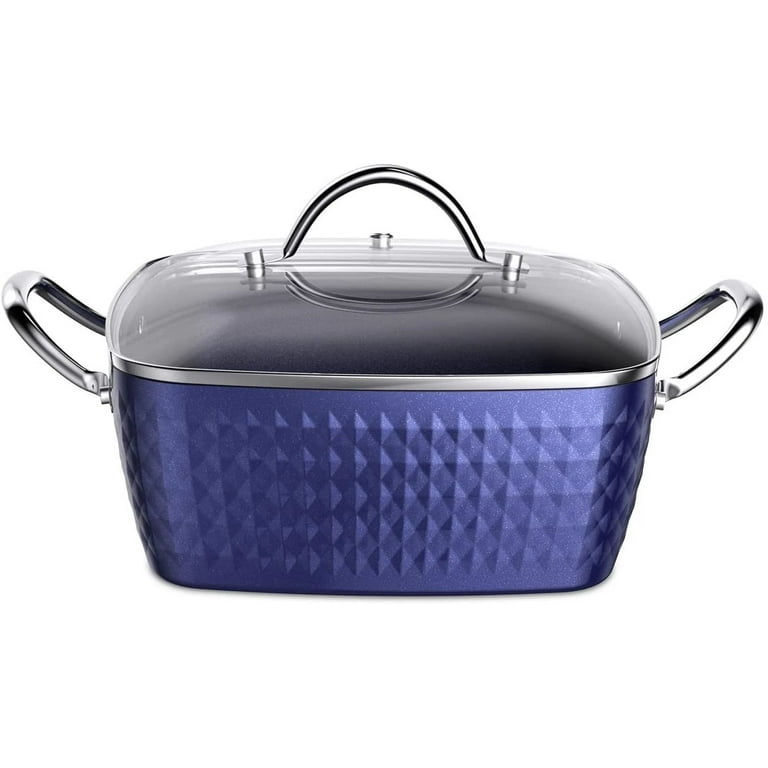 Casserole Dish, Square Induction Saucepan with Lid, 24cm 4L Stock Pots Non  Stick Saucepan, Aluminum Ceramic Coating CooPot PFOA Free, Suitable for All  Hobs Types 