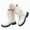 Z02-White, variant on WXFAZCVU Girls Boots Bow Shaped Lace up Platform Leather Boots Versatile Daily School Wear Size 2