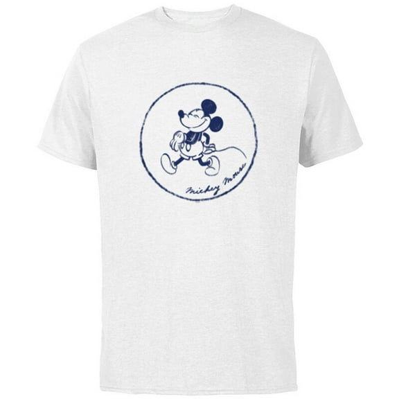 Disney Mickey Mouse Retro Vintage Walking in a Circle - Short Sleeve Cotton T-Shirt for Adults - Customized-White