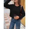 thumbnail image 2 of Women's Comfortable Solid Round Neck Loose Drop Shoulder Cardigan Sweater Top, Autumn Fashion Casual Outfit Fall, 2 of 11