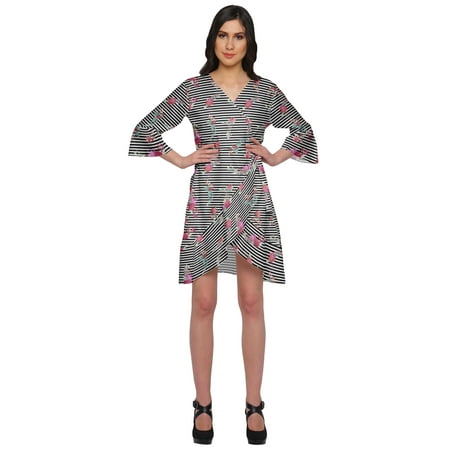 

Moomaya Printed Ruffle Style Above Knee Length Bridesmaid Robe Rayon Bathrobes