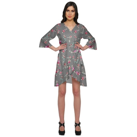 

Moomaya Printed Short Ruffle Style Crossover Robe Bridesmaid Getting Ready Shirt