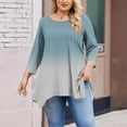 thumbnail image 5 of FDGIU Women's Plus Size Loose Fit Tunic - Long Sleeve Round Neck Curve Hem Solid Casual T-Shirt Tops, 5 of 5