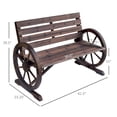 thumbnail image 5 of Patio Furniture Sets Outsunny 41" Wooden Wagon Wheel Bench, Rustic Outdoor Patio Weather Resistance Furniture, 2-Person Slatted Seat Bench with Backrest, Carbonized,Outdoor Dining Sets, 5 of 5