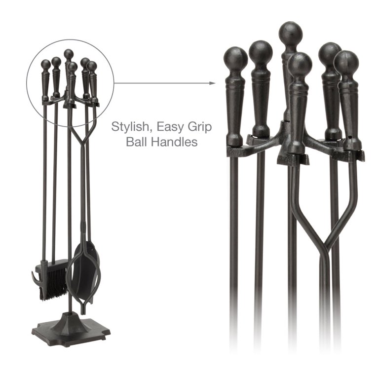 UniFlame 5-Piece Black Finish Fireset with Ball Handles - Walmart.com