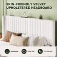 thumbnail image 5 of Einfach Full Bed Frame, Upholstered Platform Bed with Wingback Headboard, No Box Spring Required, White, 5 of 10
