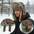 thumbnail image 5 of Unisex Winter Leather Trapper Hat Faux Fur,Windproof Pilot Cap Ushanka Russian Hats for Men Women, 5 of 10