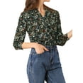 thumbnail image 5 of INSPIRE CHIC Women's Button Down V Neck Long Sleeve Floral Blouse 3XL Black, 5 of 7