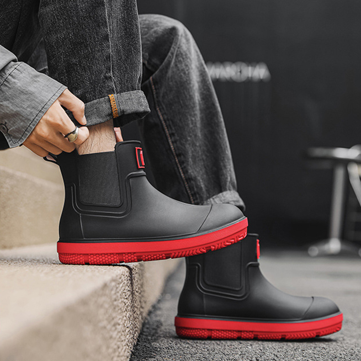 AUXDIQ Rain Boots Men Short Ankle Women Waterproof Rain Shoes Outdoor Garden Shoes