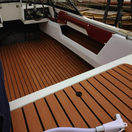 1 Pack 95 X35 Marine Boat Sheet Teak Decking Boat Flooring Mats Yacht Flooring Eva Foam Floor Sheet Non Skid Self Adhesive Sea Deck 5 5mm Thickness