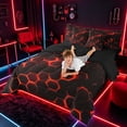 thumbnail image 4 of meiyoeat Neon Honeycomb Pattern Twin Bedding Sets for Boys Girls, Geometric Hexagon Bedding Comforter Set, Red, Black Reversible 7pcs, 4 of 6