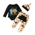thumbnail image 1 of URMAGIC Baby Girl Halloween Clothes Set Long Sleeve Letter Tops Pumpkin Pants with Hat 3Pcs Fall Outfits, 1 of 9