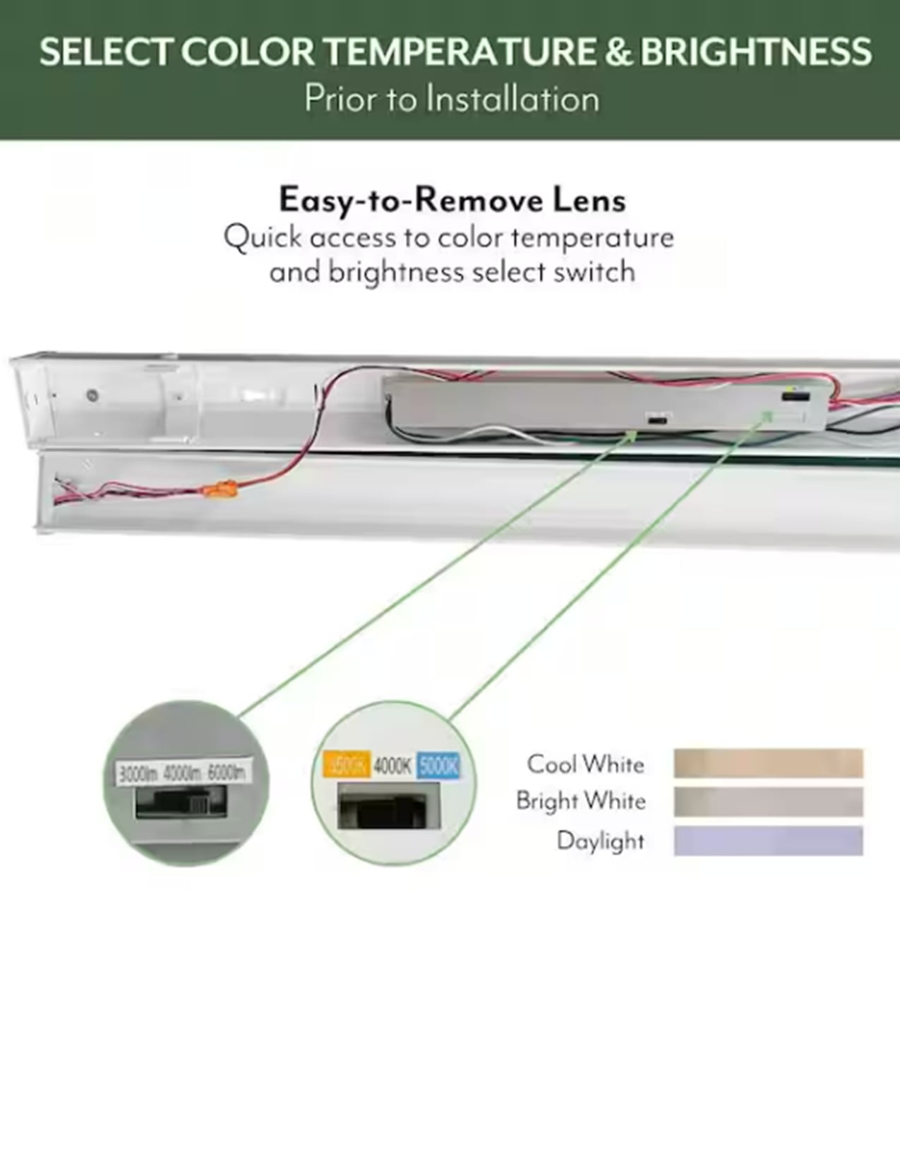 ETI 4 ft. Commercial LED Strip Light with Lumen Boost, 3CCT Color Preference, Multi-Volt, B01086501A