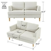 Gericco Mid-Century Modern Timeless Linen Loveseat, Beige