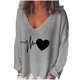 thumbnail image 1 of Camiseta de manga larga suelta con cuello en V y estampado informal a la moda para mujer Fridja  hj3989, 1 of 5