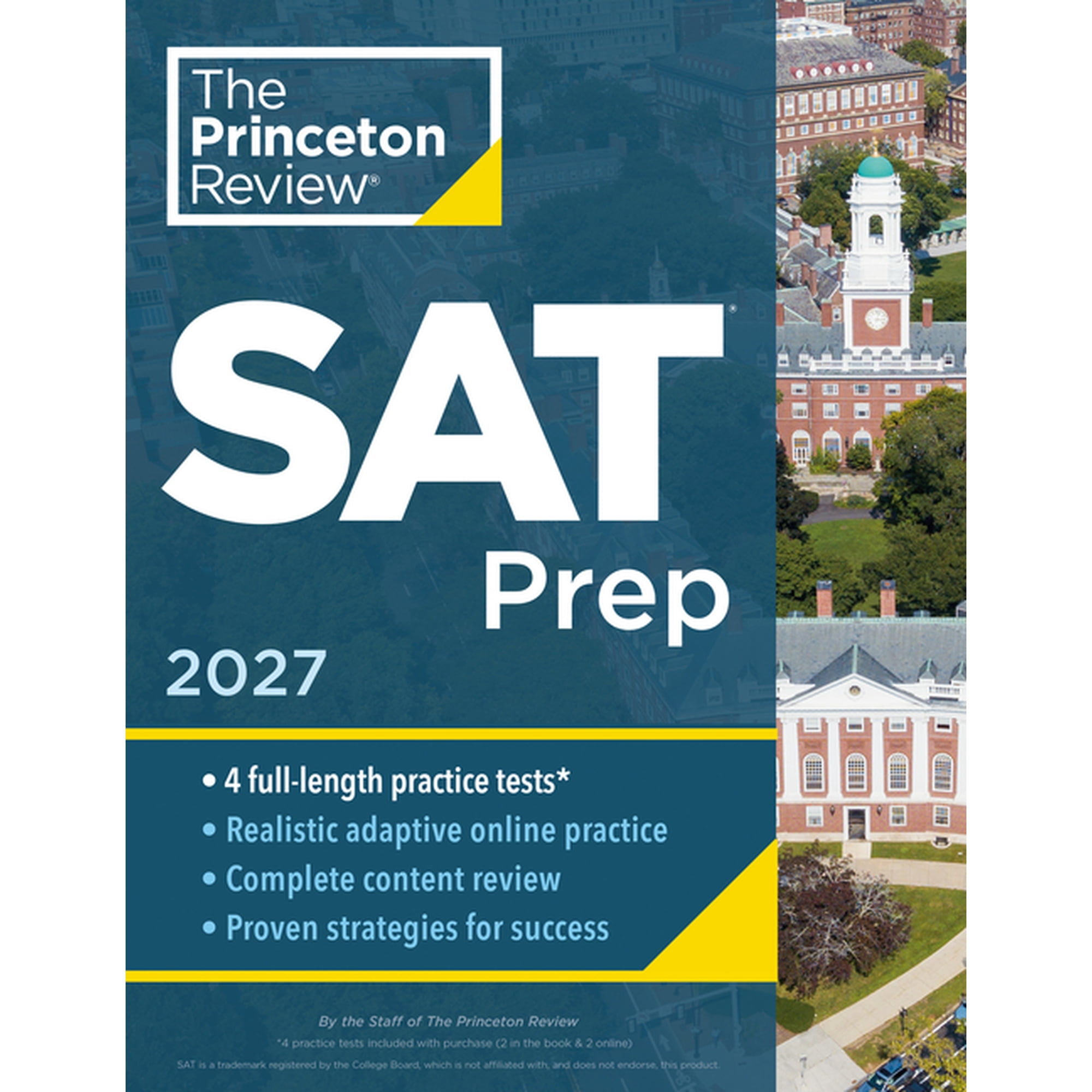 College Test Preparation Princeton Review SAT Prep, 2027: 4 Full-Length Practice Tests (2 in Book + 2 Adaptive Tests Online) + Review + Online To, (Paperback)