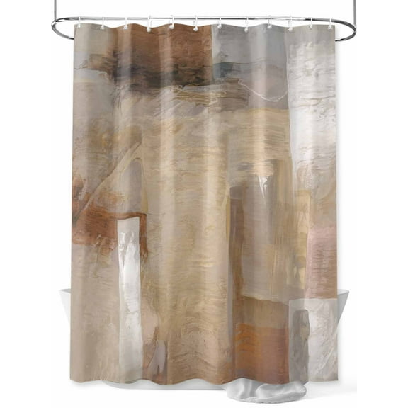 Fsddascl Brown Painting Shower Curtain Set - 72" x 78" Washable Bathtub Curtain with 12 Hooks, Modern Abstract Retro Art Aesthetics Waterproof Fabric Stall Shower Curtains for Bathroom/Bathtub