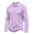 thumbnail image 3 of Hearthz Polo Shirts for Men 3 Button Placket Lapel Collar Mens Long Sleeve Tee Shirts Business Casual Mens Golf Polo Shirts Work Shirt Light Purple L, 3 of 7