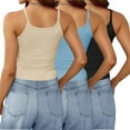 thumbnail image 4 of Timegard Camisoles 3 Pcs pour Femmes Col Rond Côtelé Sans Manches Ajusté Court Haut Décontracté Sortie Camis, 4 of 6